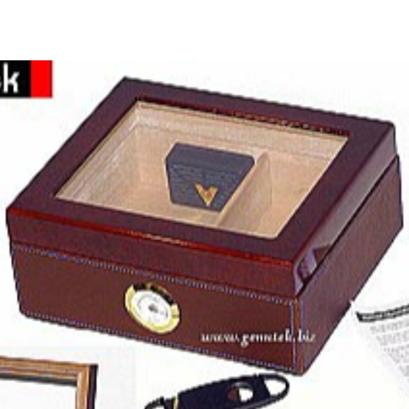 Wood 50 Count Cigar Humidor со стеклянной крышкой